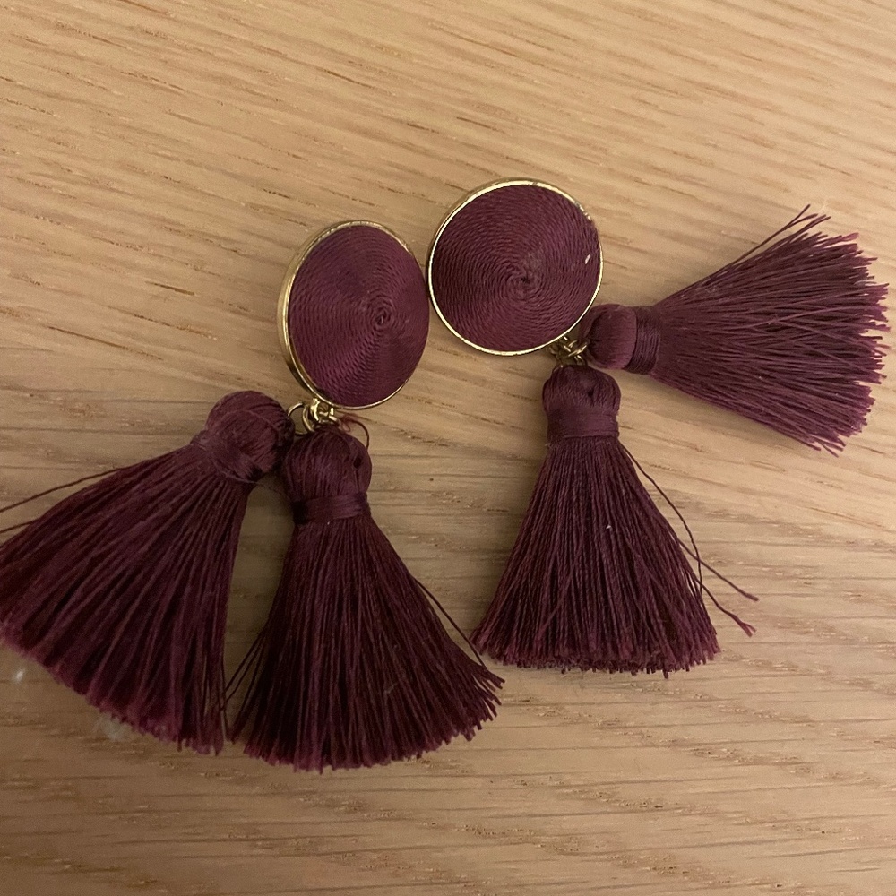 BaubleBar - Burgundy Tassel Earrings